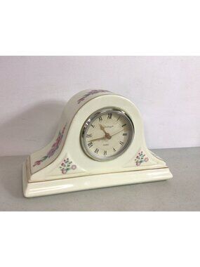 Godinger Vintage Floral Ceramic Mantle Clock Hand Painted Works